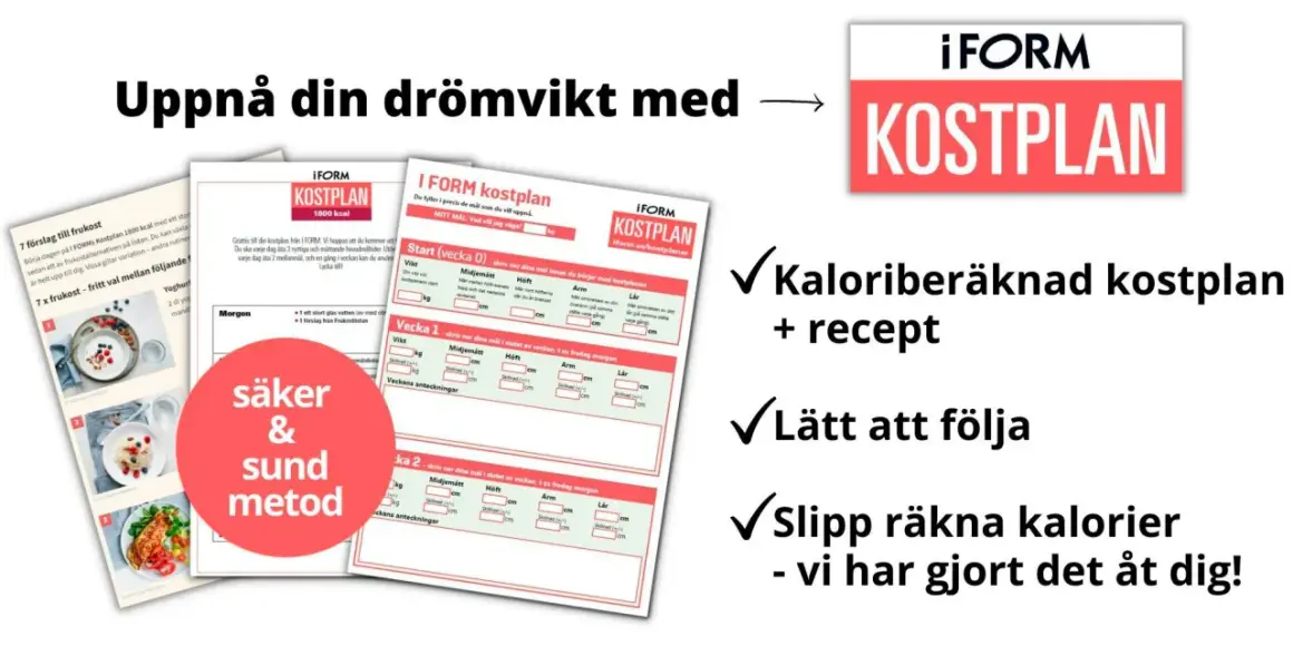 Gratis kostschema för att gå ner i vikt. Enkel och kaloriberäknad kostplan med recept.