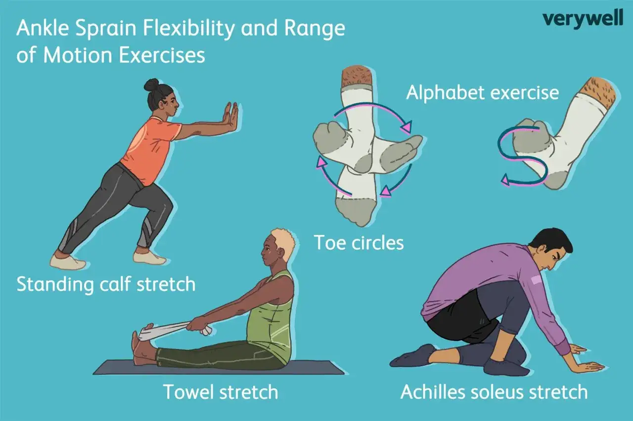 &Ouml;vningar f&ouml;r att &ouml;ka r&ouml;rligheten och flexibiliteten i fotleden, som motverkar stela fotleder. Inkluderar st&aring;ende vadstretch, handdukstretch, t&aring;cirklar och alfabets&ouml;vningar.